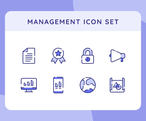 Management Icon Icons Set Collection Collections Package Certified Paper Document — Stock Vector