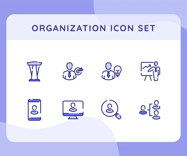 Organization Icon Icons Set Collection Collections Package Podium Speaker Candidate — Stock Vector