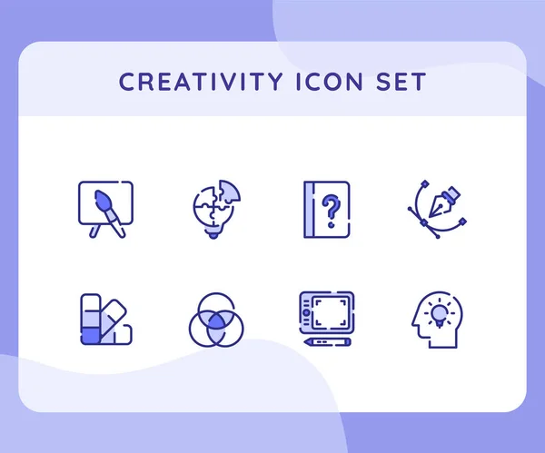 Creativity Icon Icons Set Collection Collections Package Painting Bulb Pen — Stock Vector