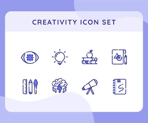 Creativity Icon Icons Set Collection Collections Package Eye Focus Bulb — Stock Vector