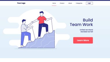 Ekip çalışanları oluşturun tepe desteği kampanyası arkadaşlık web sitesi web sitesi ana sayfa iniş paneli broşürüne ana hatlı stil vektör tasarımı çizimcisi ile tırmanın