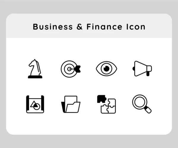 Business Finance Chess Target Eye Speaker Puzzle Folder Lupe Icon — Stock Vector