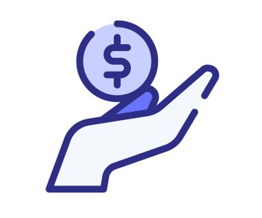 kaynak yardım eli kesik çizgi biçimi tasarım illüstrasyonuna sahip tek bir izole simge