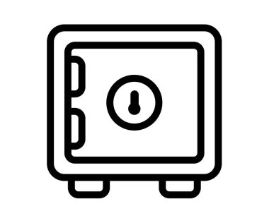 Güvenli depolama kutusu ana hatlı tasarım tasarımı illüstrasyonlu tek bir izole simge