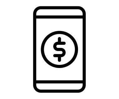 dijital para maliyeti tek bir izole simge ana hatlı vektör tasarımı illüstrasyonu ile