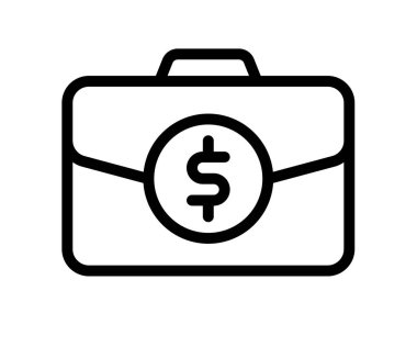 çanta finans çantası ana hatlı tasarım tasarımı illüstrasyonlu tek izole simge