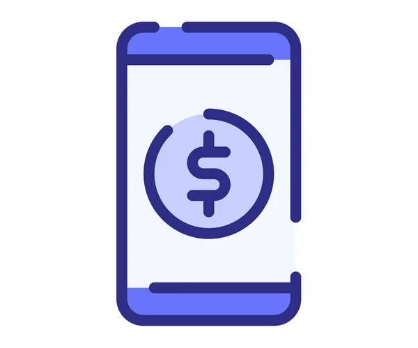 Digital Money Cost Single Isolated Icon Dashed Line Style Vector — 스톡 벡터