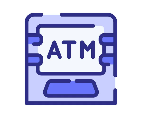 Atm Machine Debit Single Isolated Icon Dashed Line Style Vector — 스톡 벡터