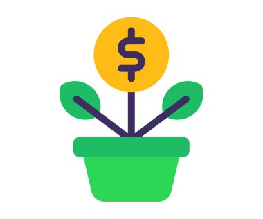 büyüme yatırımı karı Düz stil vektör tasarım illüstrasyonuna sahip tek izole simge