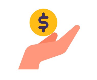 Düz stil vektör tasarımı illüstrasyonuna sahip tek bir izole edilmiş el yardım eli