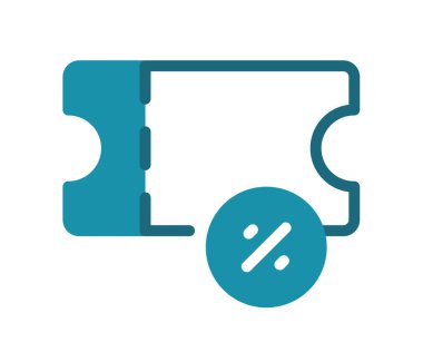 Kupon indirimi: Katı çizgi biçimi tasarım illüstrasyonuna sahip tek bir izole simge