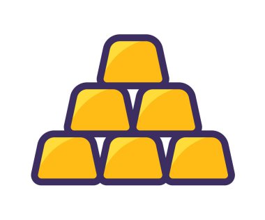 Altın yatırım zenginliği dolu çizgi biçimi vektör tasarımı illüstrasyonlu tek bir izole simge