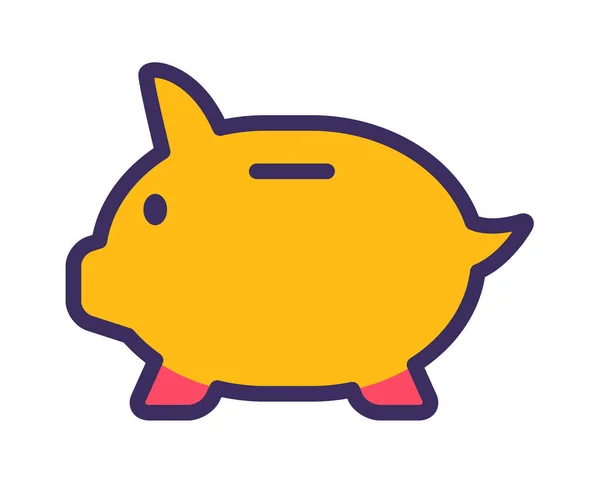 Salvar Único Ícone Isolado Armazenamento Piggy Com Ilustração Design Vetor —  Vetores de Stock