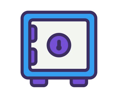 Güvenli depolama kutusu dolu satır biçimi vektör tasarımı illüstrasyonlu tek bir izole simge