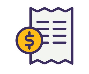 vergi faturası tek bir izole edilmiş simge ile dolu çizgi biçimi vektör tasarımı illüstrasyonu