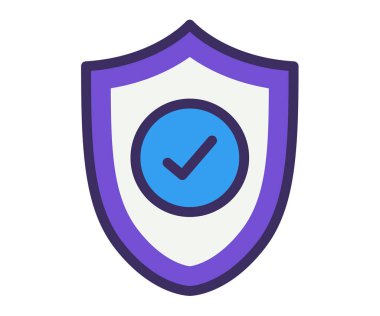 Güvenlik kalkanı güvenli tek bir izole edilmiş simge ile dolu çizgi biçimi vektör tasarımı illüstrasyonu