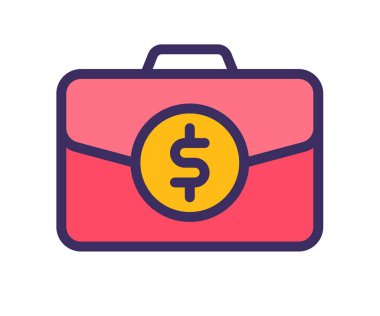 çanta finans çantası dolu satır biçimi vektör tasarımı illüstrasyonlu tek izole simge