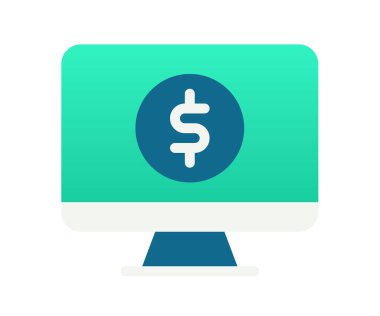 bilgisayar, izole edilmiş tek ekran simgesini gradyan biçim vektör tasarımı illüstrasyonuyla paraya çevirir