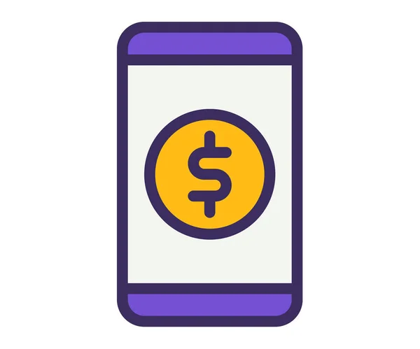 Dinero Digital Costo Único Icono Aislado Con Línea Llena Estilo — Vector de stock