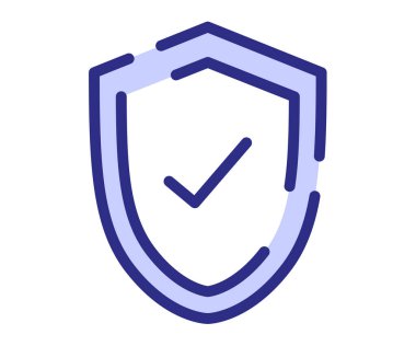 Kalkan güvenli tek izole edilmiş çizgi veya çizgi çizgileri biçim vektör tasarımı illüstrasyonuna sahip simge