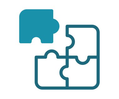 Bulmaca çözümü, katı çizgi biçimi tasarım illüstrasyonlu tek bir izole simgeyi çözer