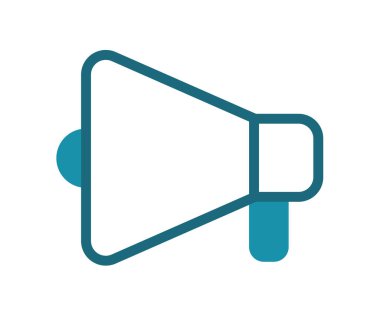 Megafon, katı çizgi biçimi tasarım illüstrasyonuna sahip tek bir izole simgenin reklamını yapar