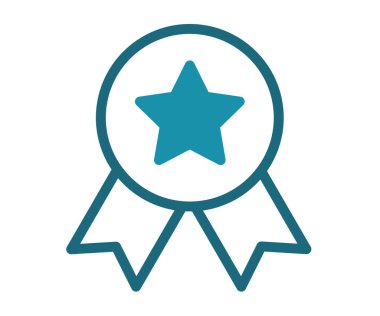 Rozet ödülü başarısı, katı çizgi biçimi tasarım illüstrasyonuna sahip tek bir izole simge