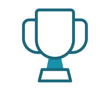 Kupa ödüllü şampiyon, katı çizgi stili tasarım illüstrasyonlu tek bir izole ikon kazandı