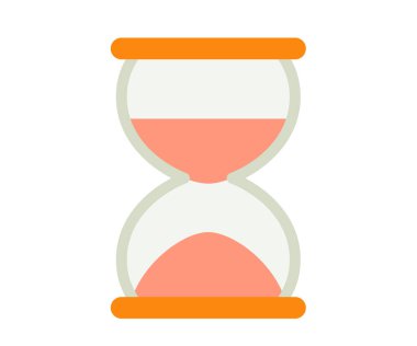 Düz stil vektör tasarımı illüstrasyonlu kum saati tek izole simgesi