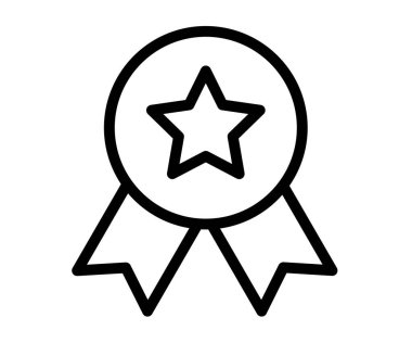 Rozet ödülü başarısı ana hatlı tek izole edilmiş vektör tasarımı illüstrasyonu