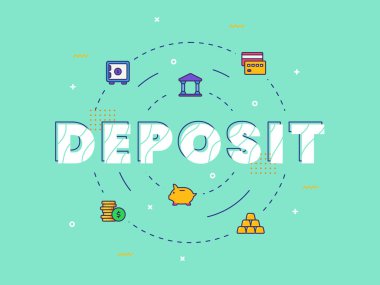 depozito tipografi kelime sanatı ile dolu renk biçimi vektör tasarımı illüstrasyonu