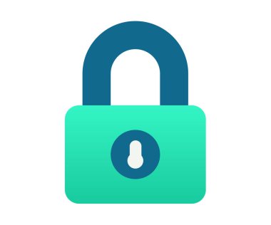 asma kilit güvenliği, gradyan biçim vektör tasarımı illüstrasyonuna sahip tek bir izole simgeyi korur