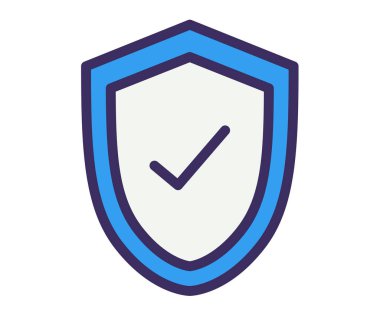 Kalkan güvenli tek bir izole edilmiş simge ile dolu satır biçimi vektör tasarımı illüstrasyonu