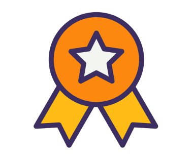 Rozet ödülü başarısı dolu satır biçimi vektör tasarımı illüstrasyonlu tek bir izole simge