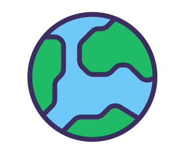 dünya küresel izole edilmiş tek bir simge ile dolu çizgi biçimi vektör tasarımı illüstrasyonu