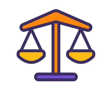 Hukuk adaleti adil tek bir izole edilmiş ikon ile dolu çizgi biçiminde vektör tasarımı illüstrasyonu