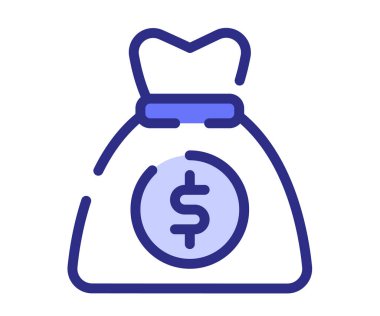 Çanta zenginliği hazinesi çizgi biçimi çizgili ya da çizgili tek bir izole simge tasarımı