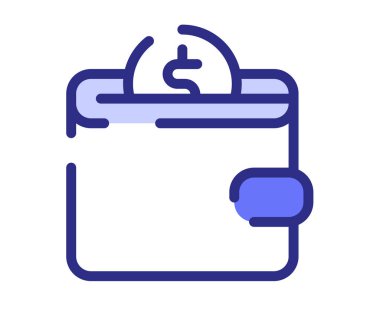 Cüzdan zenginliği tek bir izole edilmiş simge çizgi biçimi çizili veya çizgi biçimi tasarımı illüstrasyonlu