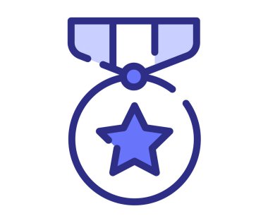 Madalya ödülü başarısı çizgi biçimi çizgili veya kesik çizgili tek izole simge tasarımı illüstrasyonu