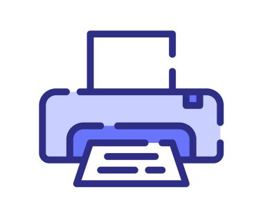 yazıcı ofisi yazıcıdaki tek izole edilmiş simgeyi çizgi biçimi çizilmiş veya çizilmiş vektör tasarımı illüstrasyonuyla yazdır