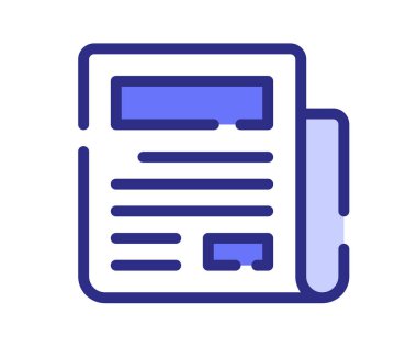 Gazete dergisi başlığı tire veya kesik çizgi biçimi tasarım illüstrasyonlu tek bir izole simge