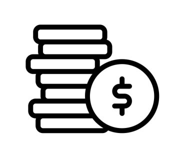 Madeni para tek izole edilmiş ikon ana hatlı vektör tasarımı illüstrasyonu