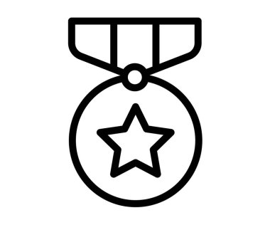 Madalya ödülü başarısı, ana hatlı tek izole edilmiş tasarım tasarım ikonu