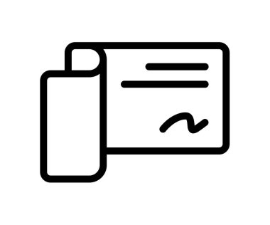 çek faturası ana hatlı izole edilmiş tek bir simge tasarım çizelgesi