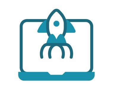 dizüstü bilgisayar başlatma başlat Somut satır biçimi vektör tasarımı illüstrasyonlu tek izole simge