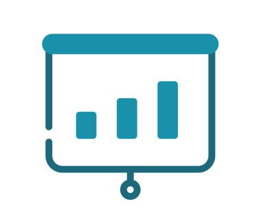 toplantı sunum çubuğu grafiği tek izole edilmiş, katı satır biçimi vektör tasarımı illüstrasyonlu simge
