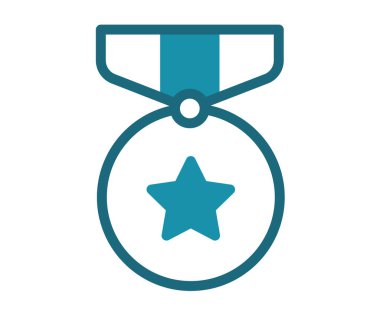 Madalya ödülü, tek izole edilmiş, katı çizgi stili vektör tasarımı illüstrasyonuna sahip tek simge