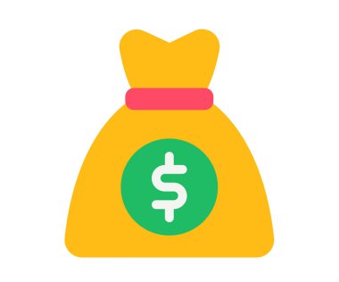 Poşet zenginlik hazinesini düz stil vektör tasarımı illüstrasyonlu tek bir izole simge ile yakala