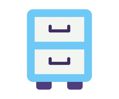 Kabine depolama arşivi düz stil vektör tasarımı illüstrasyonlu tek bir izole simge