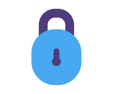 Güvenlik asma kilidi tek izole edilmiş simgeyi düz stil vektör tasarımı resimlemesi ile kilitle